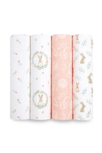 
                        
                          Load image into Gallery viewer, Aden + Anais Essentials Cotton Muslin Swaddles Blushing Bunnies - 4 Pack 1
                        
                      