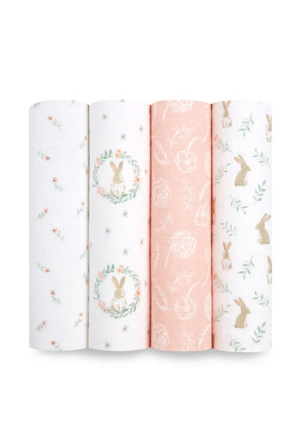 Aden + Anais Essentials Cotton Muslin Swaddles Blushing Bunnies - 4 Pack 1