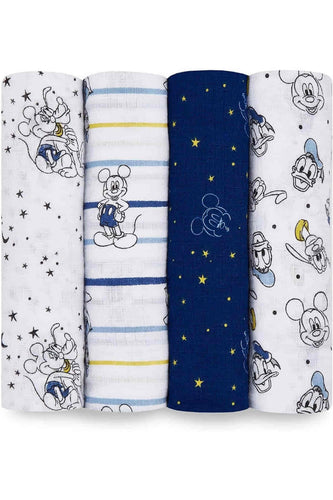 Aden + Anais Essentials Cotton Muslin Swaddles Mickey Stargazer - 4 Pack 1