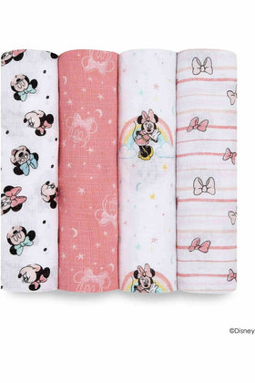 Aden + Anais Essentials Cotton Muslin Swaddles Minnie Rainbows - 4 Pack 1