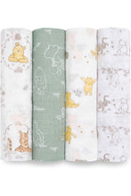 
                        
                          Load image into Gallery viewer, Aden + Anais Essentials Cotton Muslin Swaddles Winnie + Friends - 4 Pack 1
                        
                      