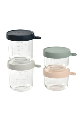 Beaba Glass Baby Food Storage Containers Set Of 4 - Pink 1