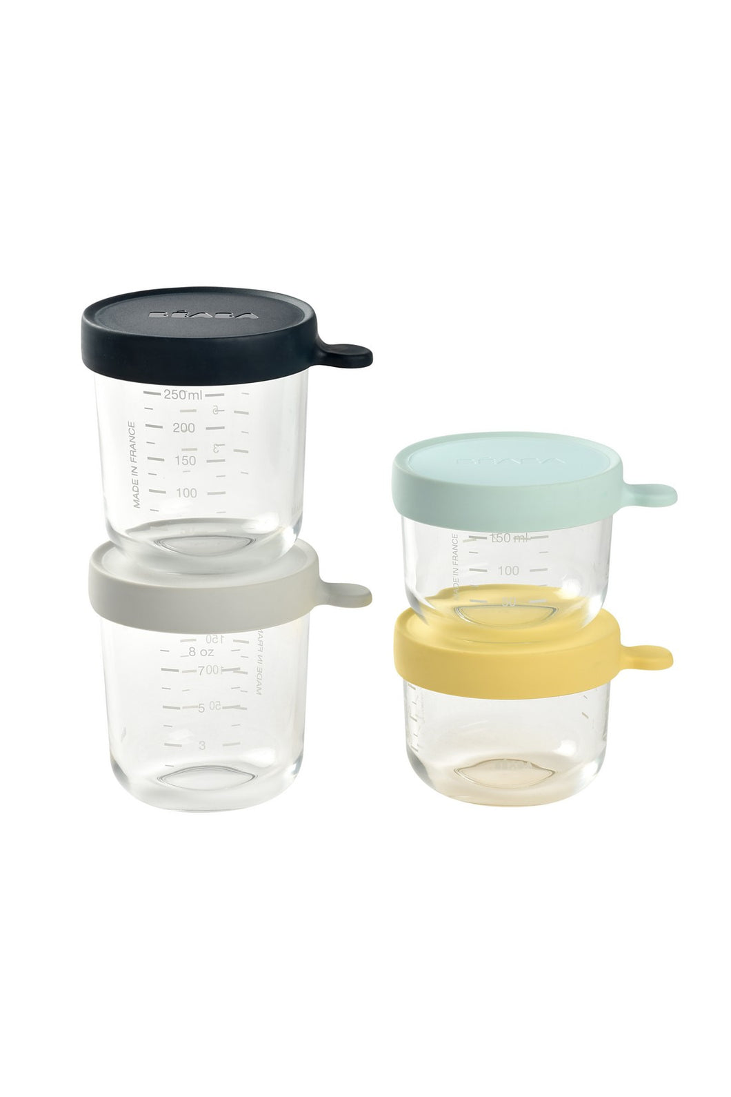 Beaba Glass Baby Food Storage Containers Set Of 4 - Yellow 1