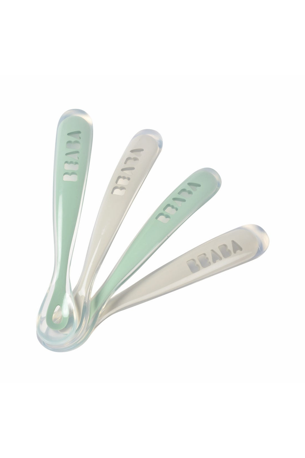 Beaba Set of 4 Ergonomic 1st Age Silicone Spoons - Green 1