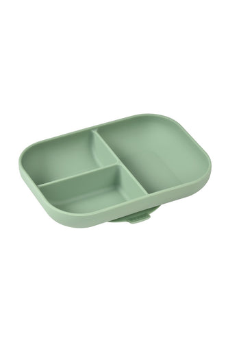 Beaba Silicone Suction Divided Plate - Sage Green 1