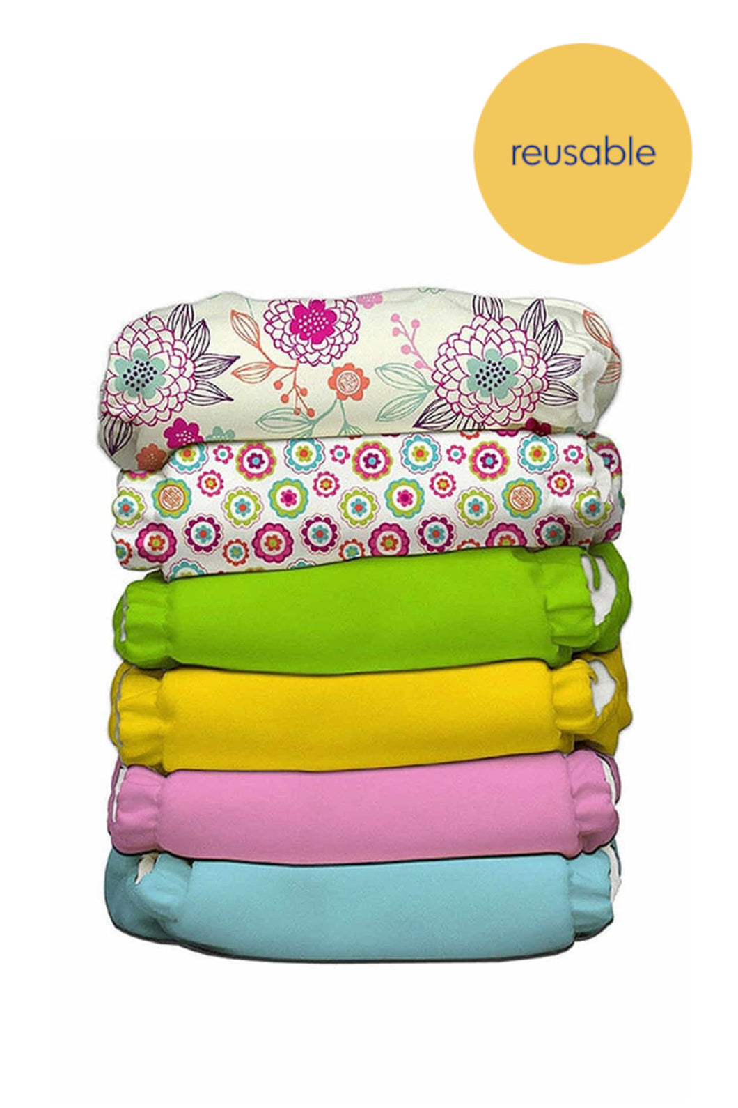 Charlie Banana Pack of 6 One Size Diapers - Organic Dreamy