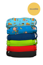 
                        
                          Load image into Gallery viewer, Charlie Banana Pack of 6 One Size Diapers - Organic Monkey Business
                        
                      