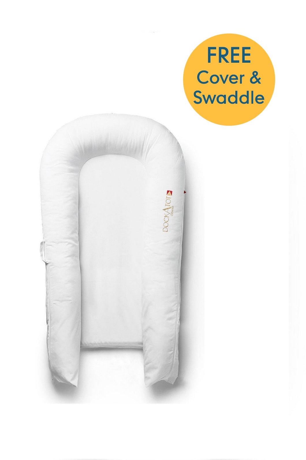 Dockatot Grand Dock - Pristine White 9-36 Months (Free Cover and Swaddle)