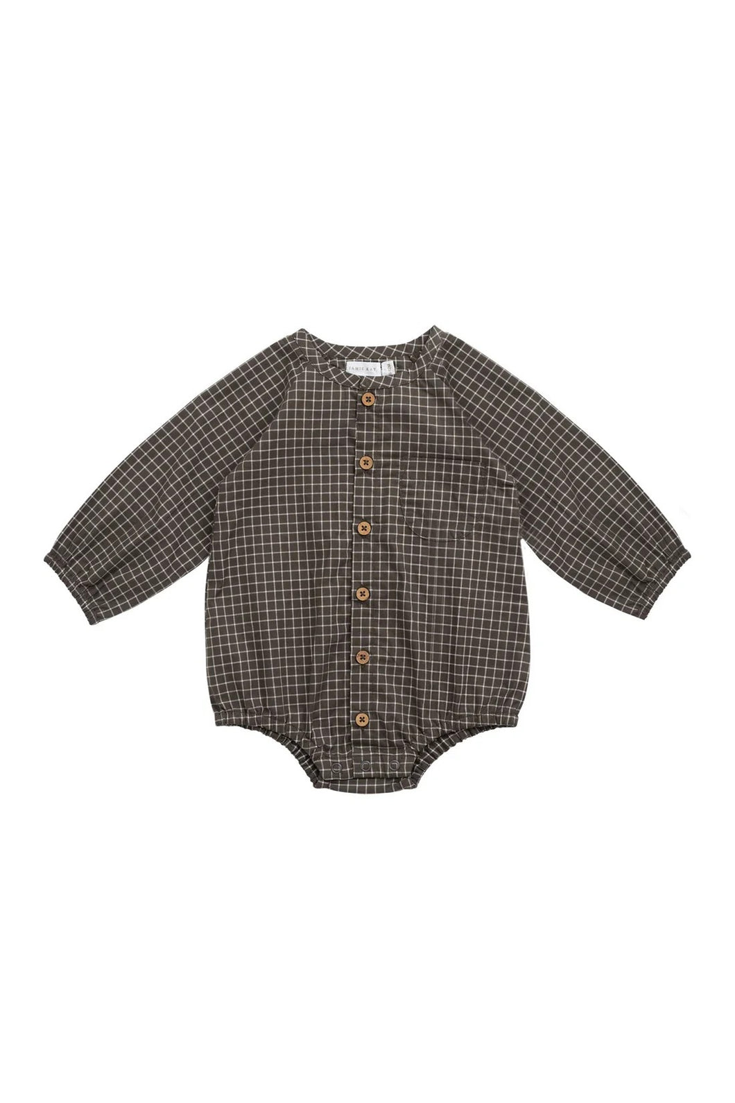 Jamie Kay Organic Cotton Ellis Playsuit - Coffee Grid