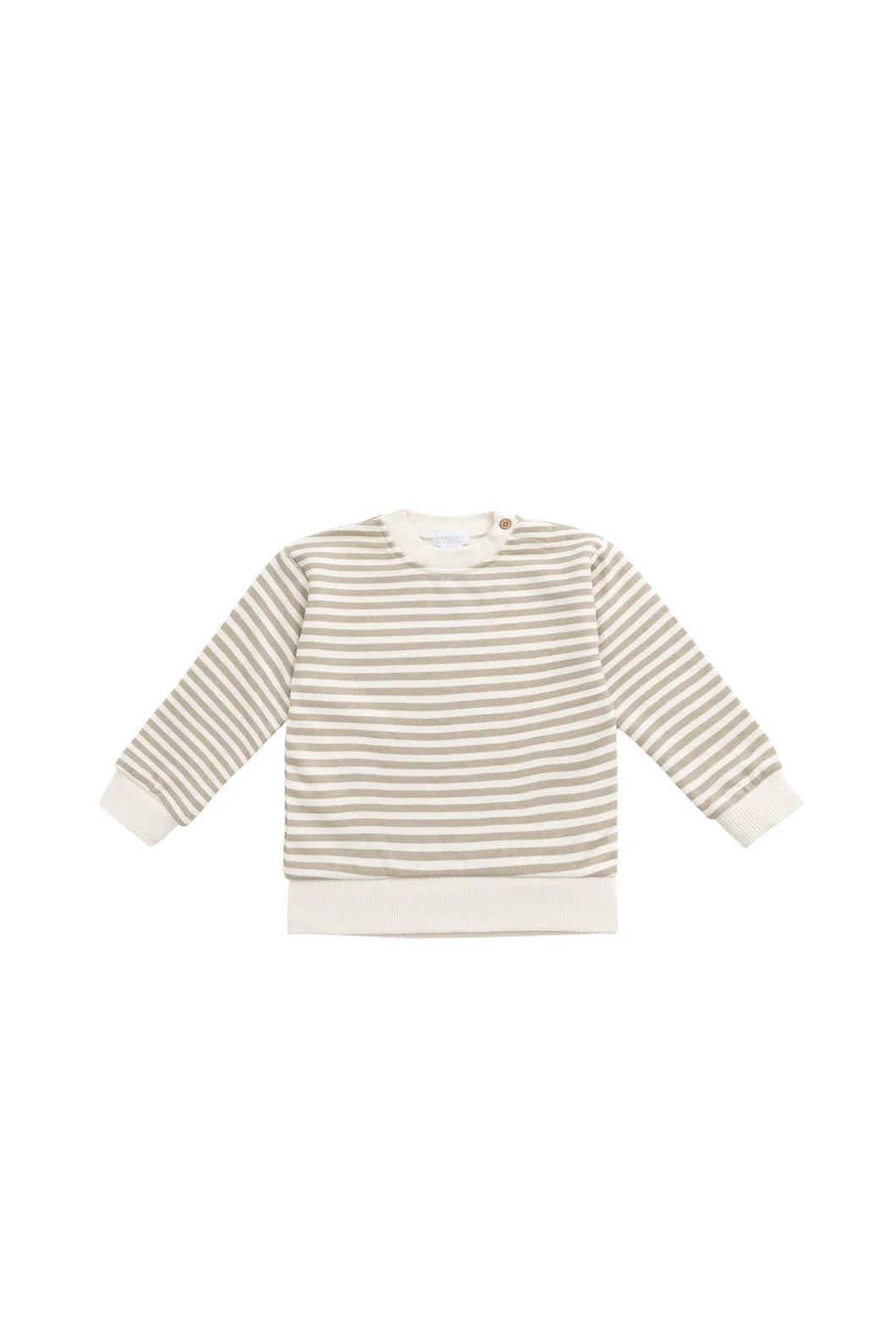 Jamie Kay Organic Cotton Peyton Sweatshirt - Slim Stripe Sandy Brown/Cloud
