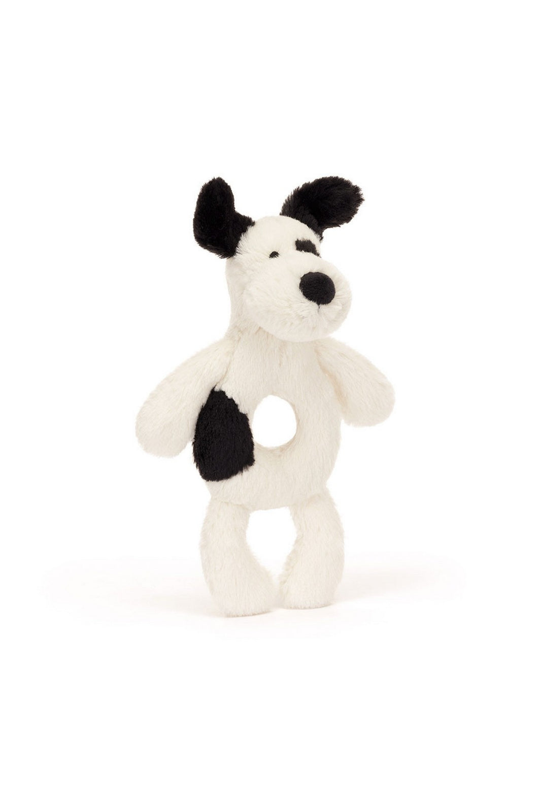 Jellycat Bashful Black & Cream Puppy Ring Rattle