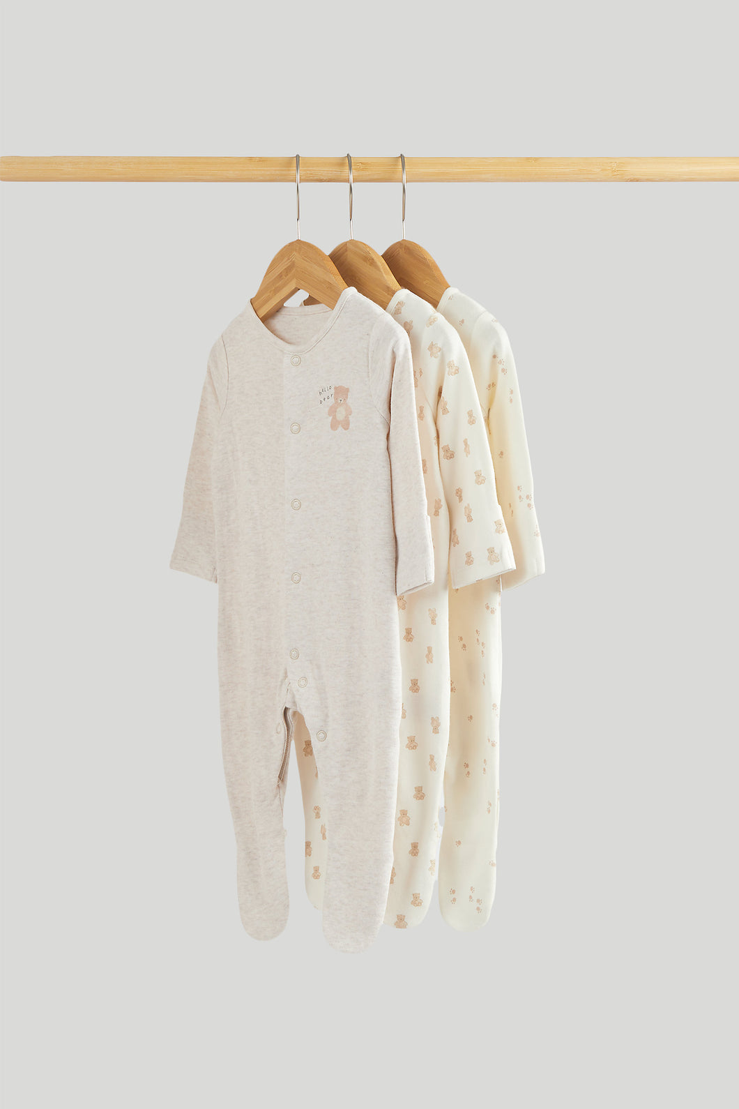 Mothercare 3 Pack Teddy Sleepsuits