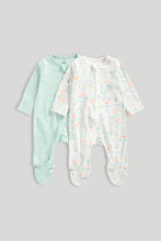 
                        
                          Load image into Gallery viewer, Mothercare 2 Pack Animal Zip-Up Sleepsuits
                        
                      
