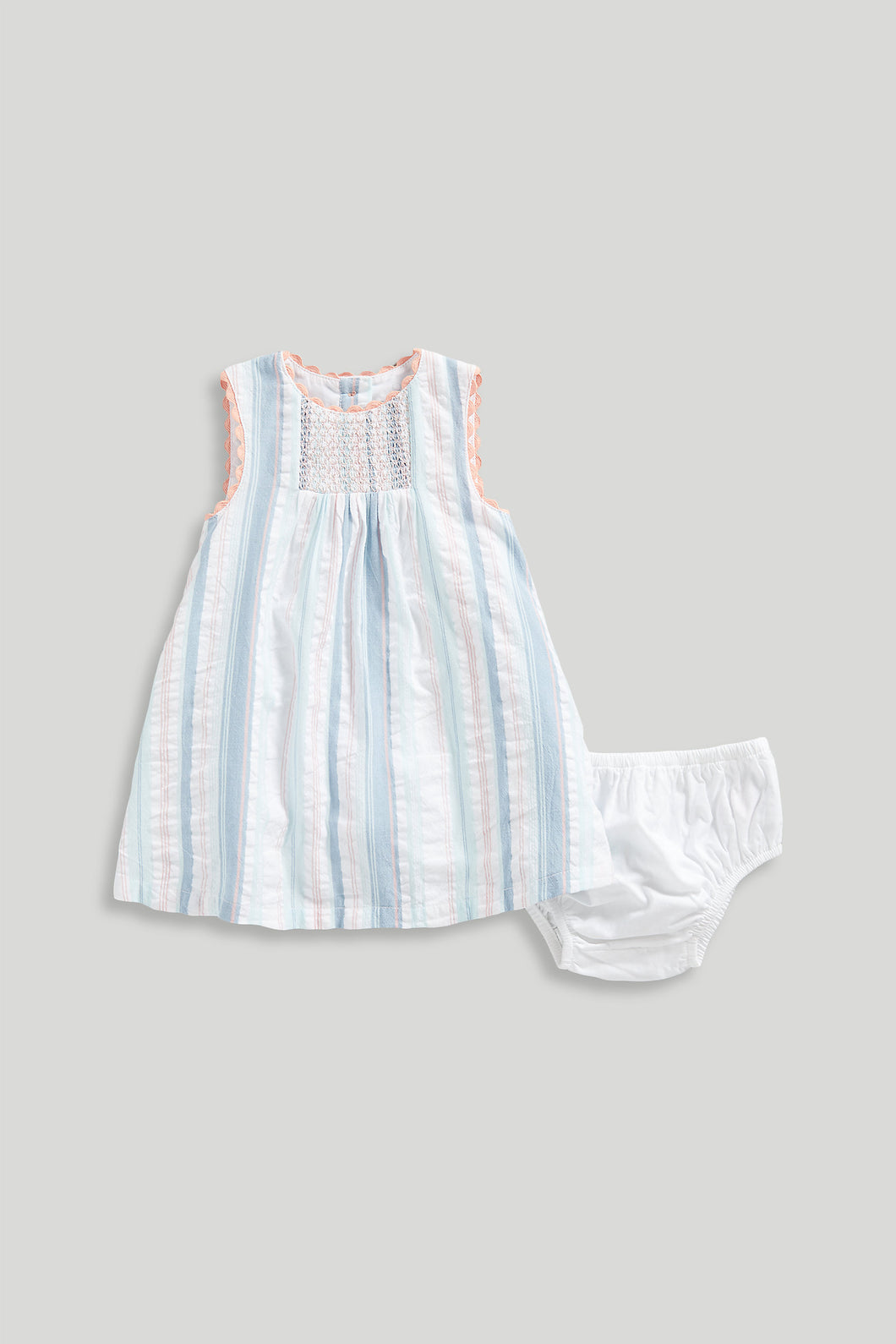 Mothercare Striped Seersucker Dress and Knickers Set