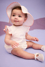 
                        
                          Load image into Gallery viewer, Mothercare Broderie Romper and Hat Set
                        
                      