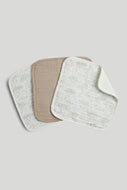 Mothercare 3 Pack Muslin Flannels - Brown