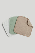 
                        
                          Load image into Gallery viewer, Mothercare 3 Pack Muslin Flannels - Green / Brown
                        
                      