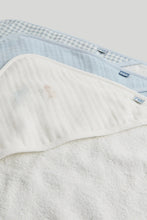 
                        
                          Load image into Gallery viewer, Mothercare 3 Pack Cuddle 'n' Dry Hooded Towels - Blue
                        
                      