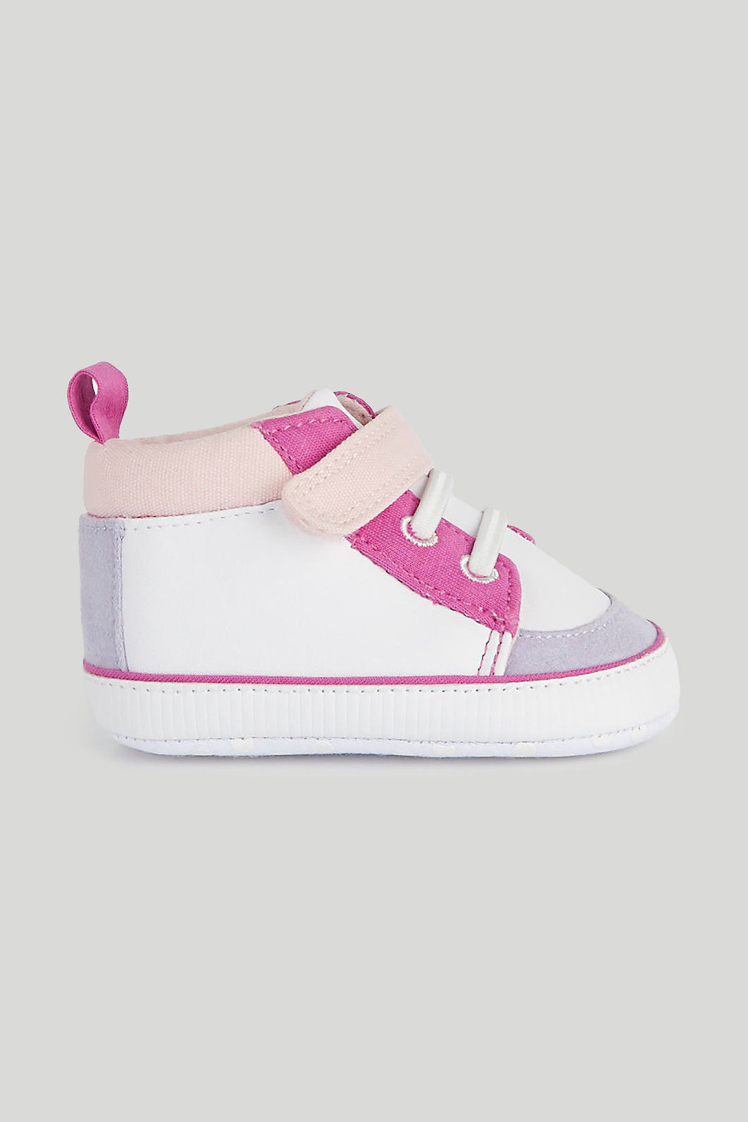 Mothercare Pink Flower Hi-Top Pram Trainers