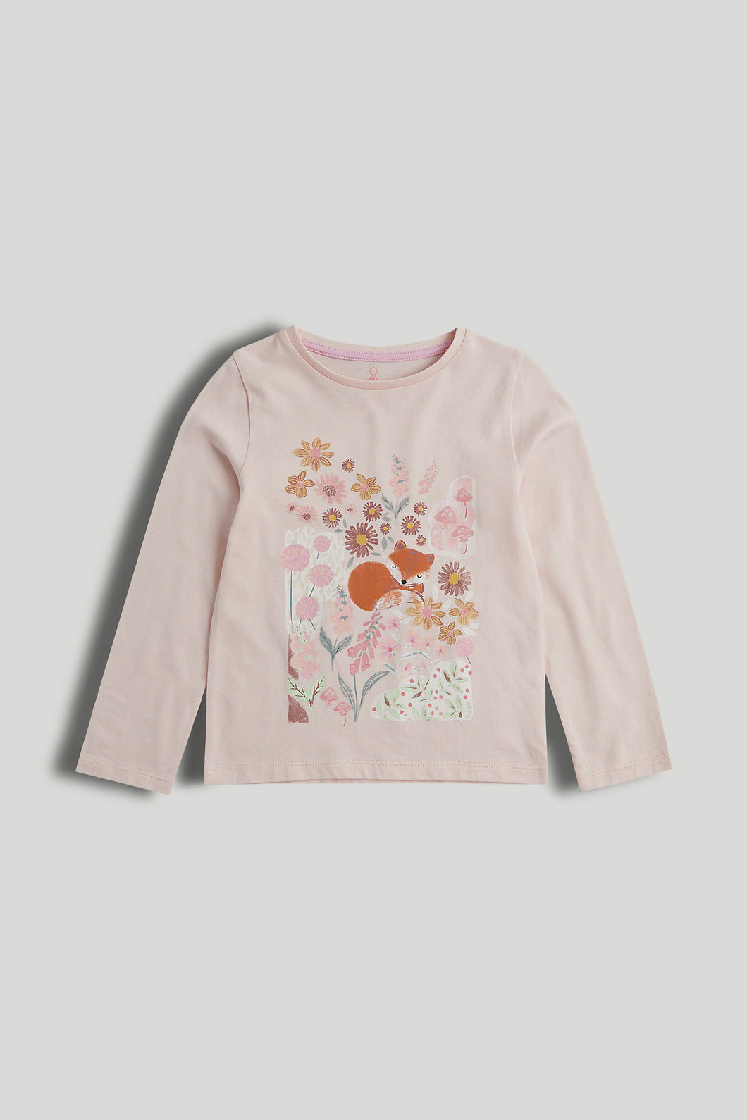 Mothercare Pink Fox Long-Sleeved T-Shirt