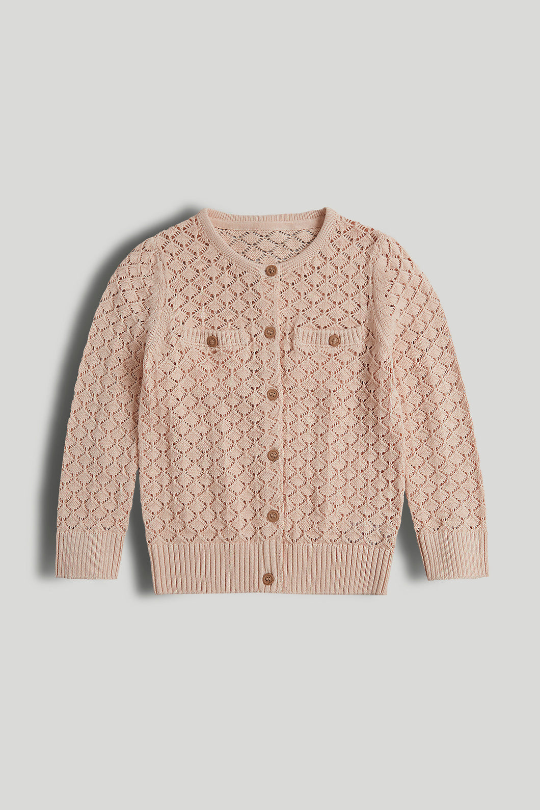 Mothercare Peach Pointelle Knitted Cardigan