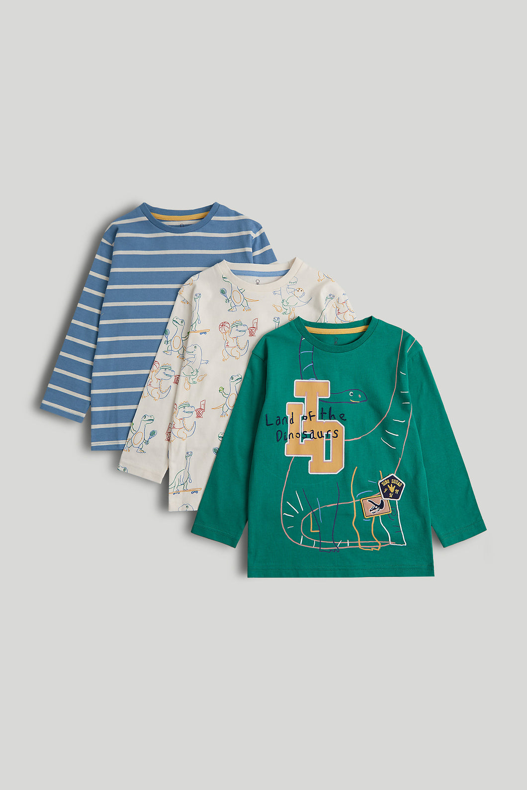 Mothercare 3 Pack Dinosaur Long-Sleeved T-Shirts