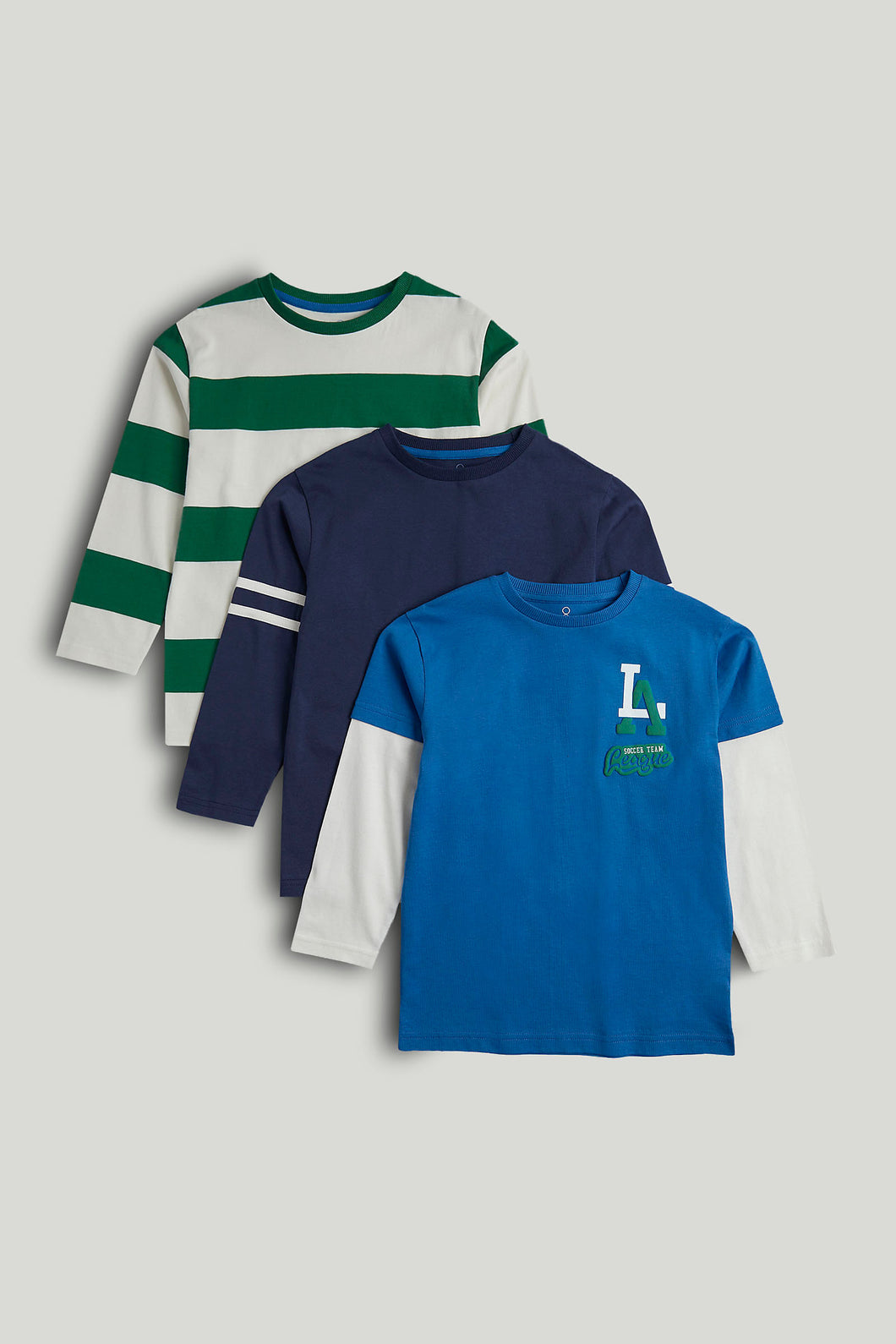 Mothercare 3 Pack Varsity Long-Sleeved T-Shirts