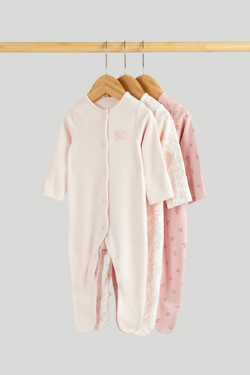 Mothercare 3 Pack My First Pink Sleepsuits