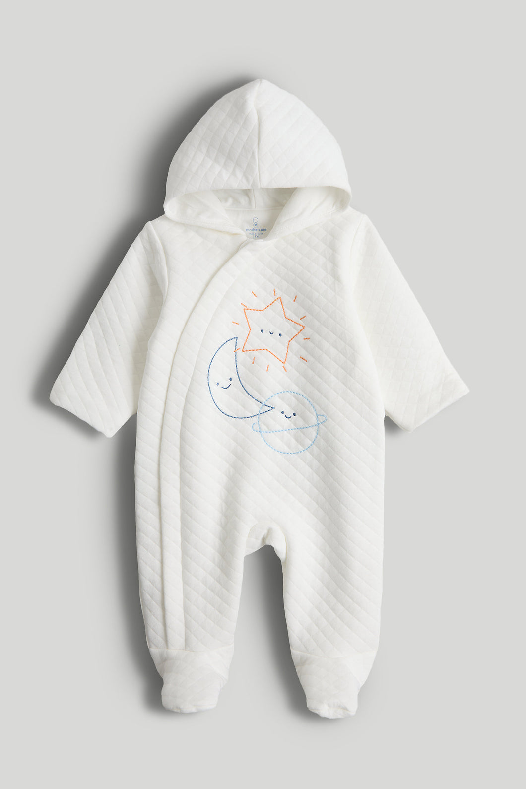 Mothercare My First Moon and Star Quilted Pramsuit