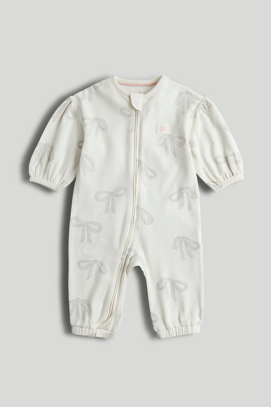 Mothercare My First Cream Bows Zip-Up All-in-One