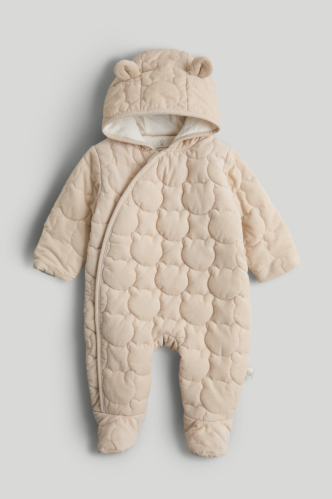 Mothercare My First Tan Quilted Cord Pramsuit