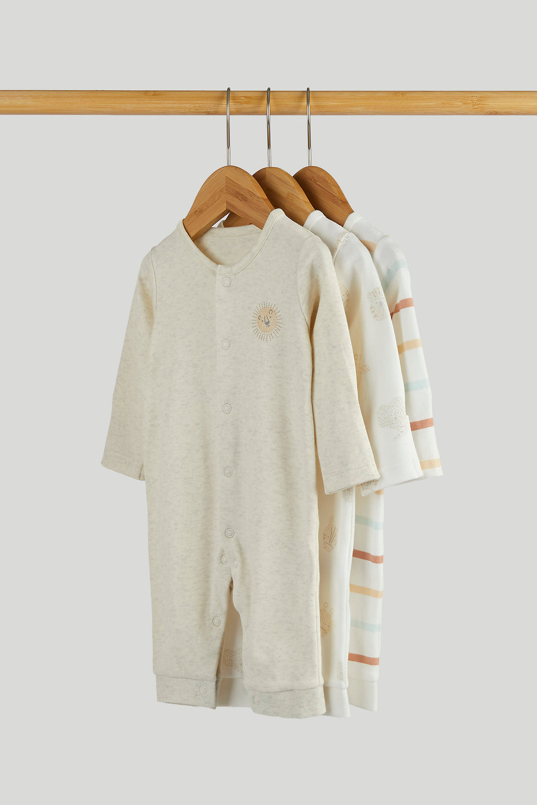 Mothercare 3 Pack My First Safari Footless Sleepsuits