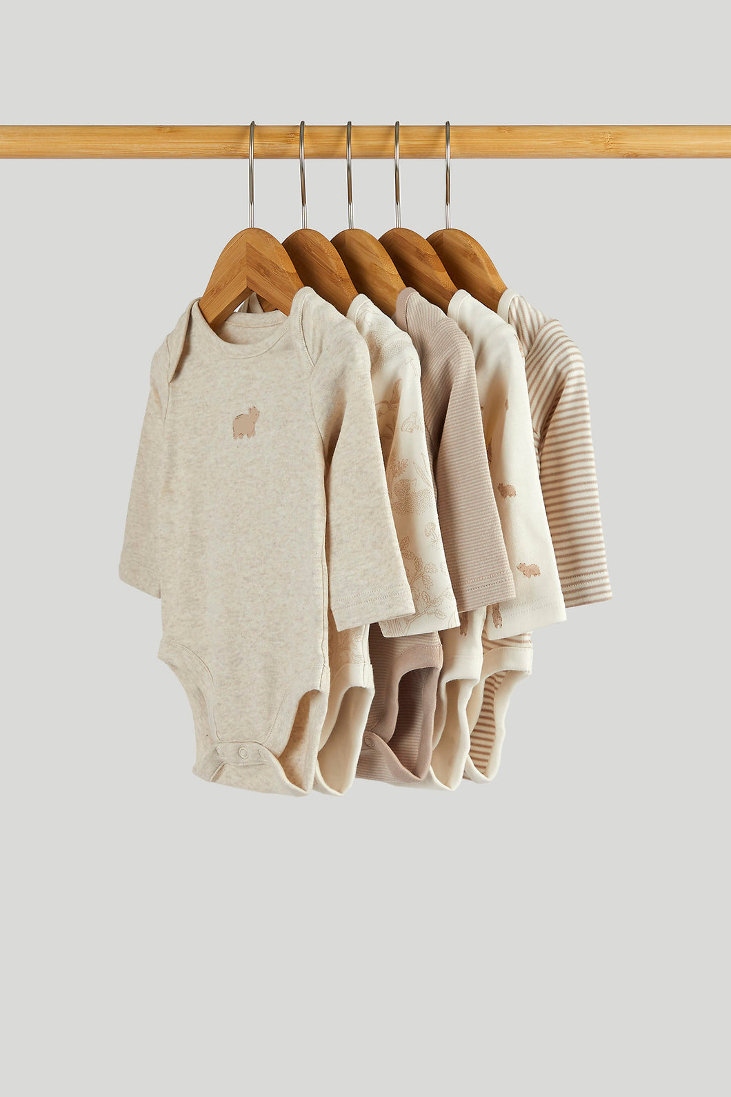 Mothercare 5 Pack My First Bear Long-Sleeved Bodysuits