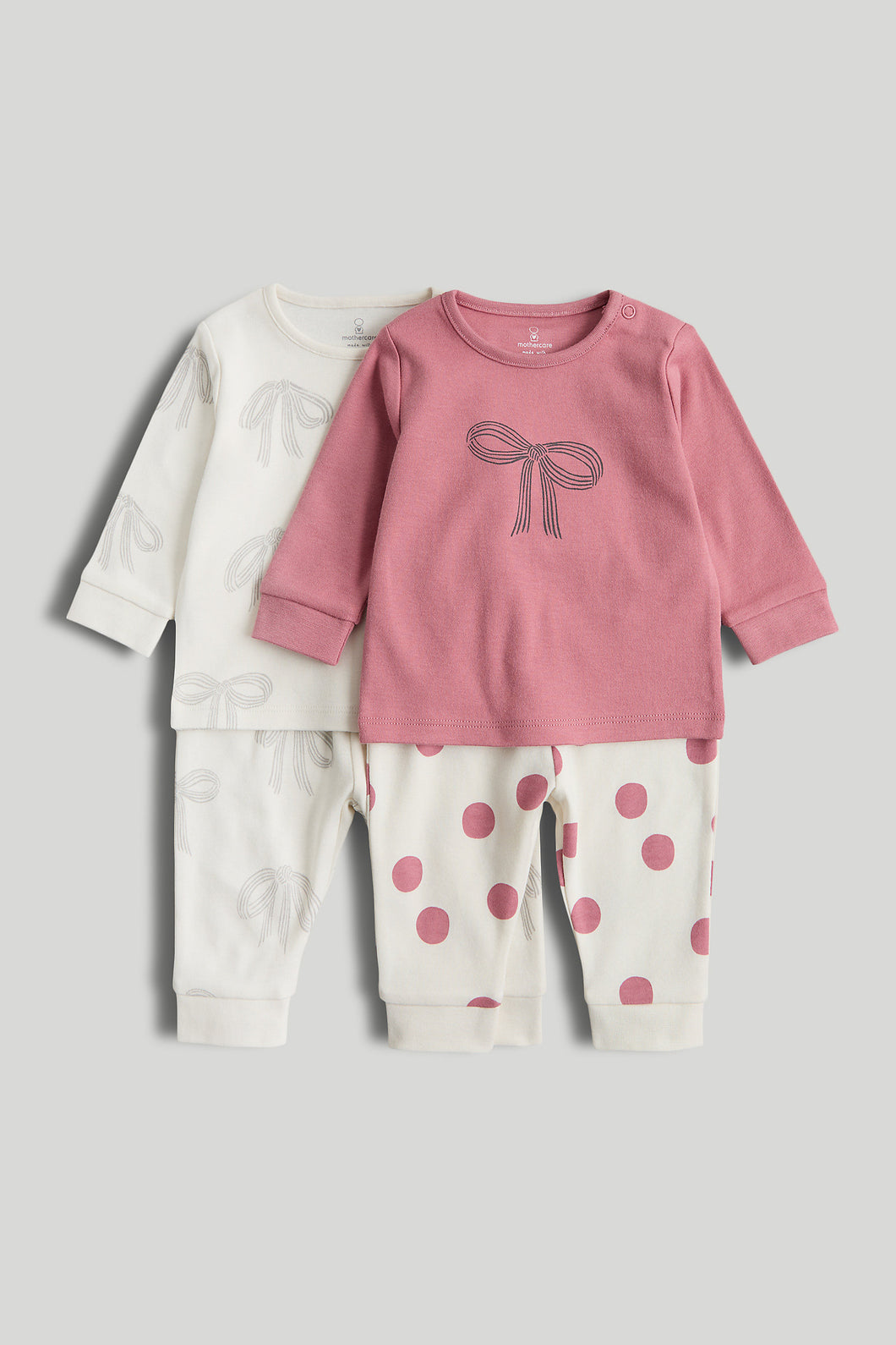 Mothercare 2 Pack My First Bows Baby Pyjamas