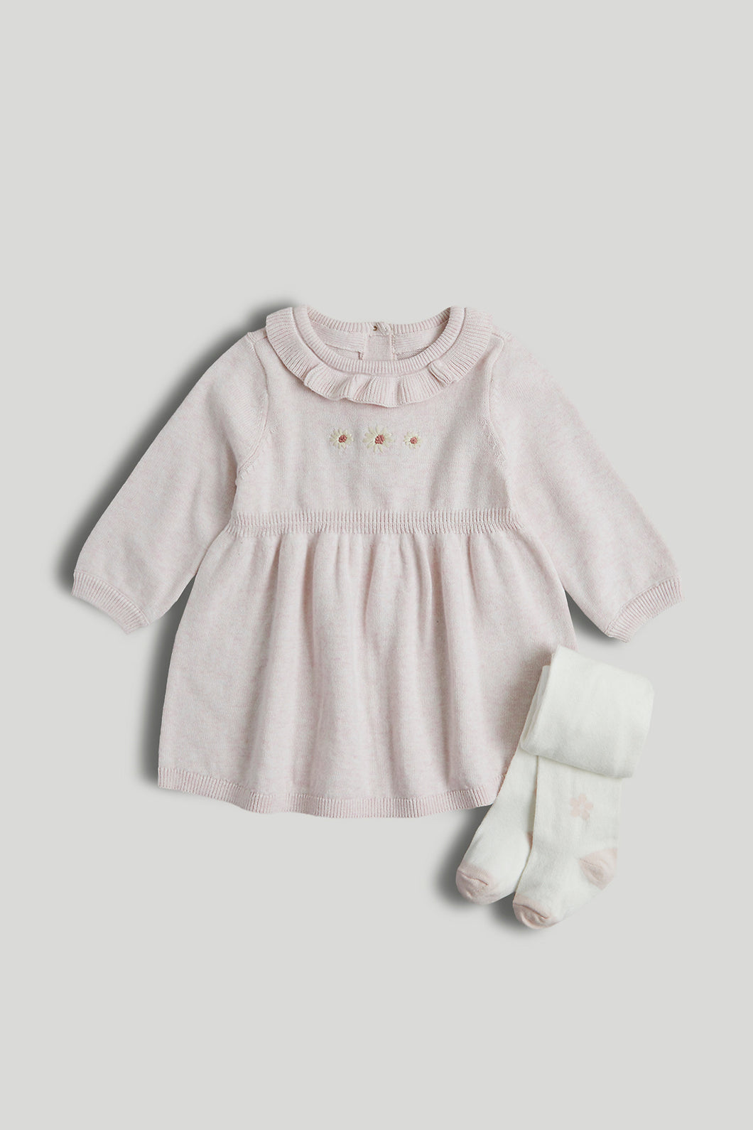 Mothercare My First Pink Knitted Dress and Tights Outfit