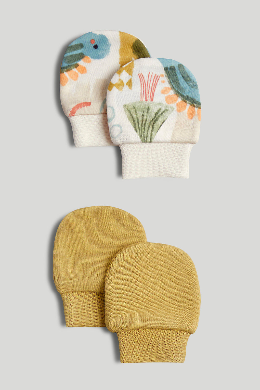 Mothercare 2 Pack Dino Cotton Baby Mitts