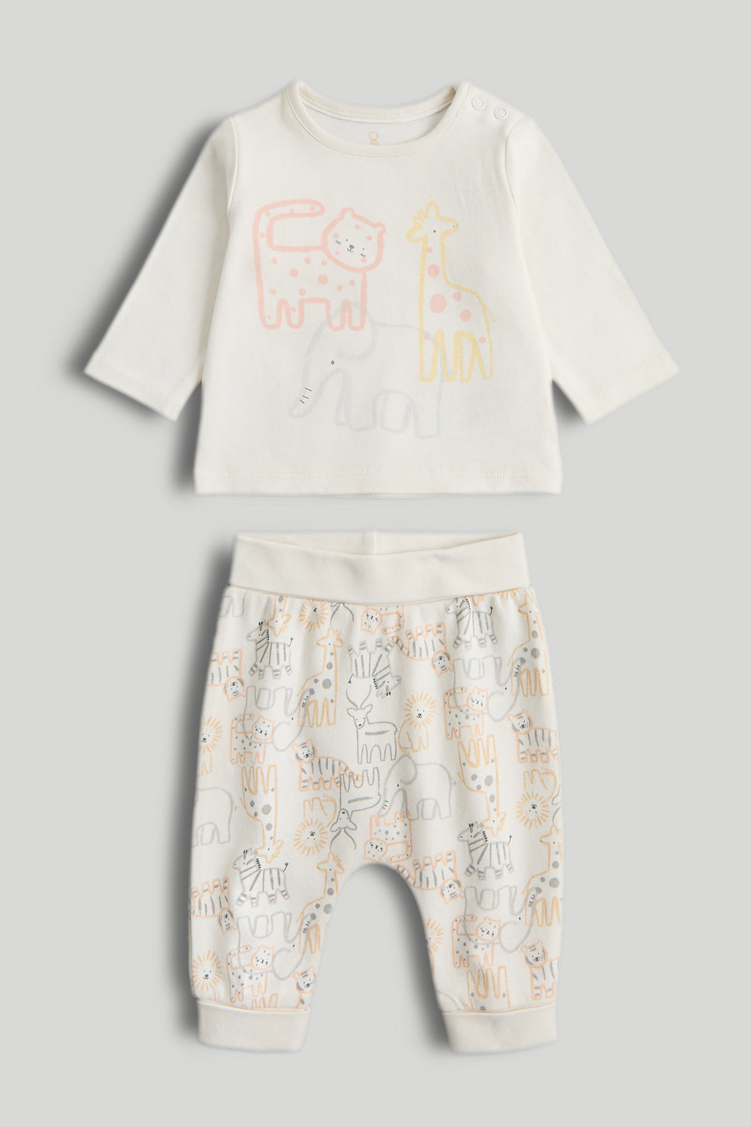 Mothercare Cream Extendable T-Shirt and Trousers Outfit