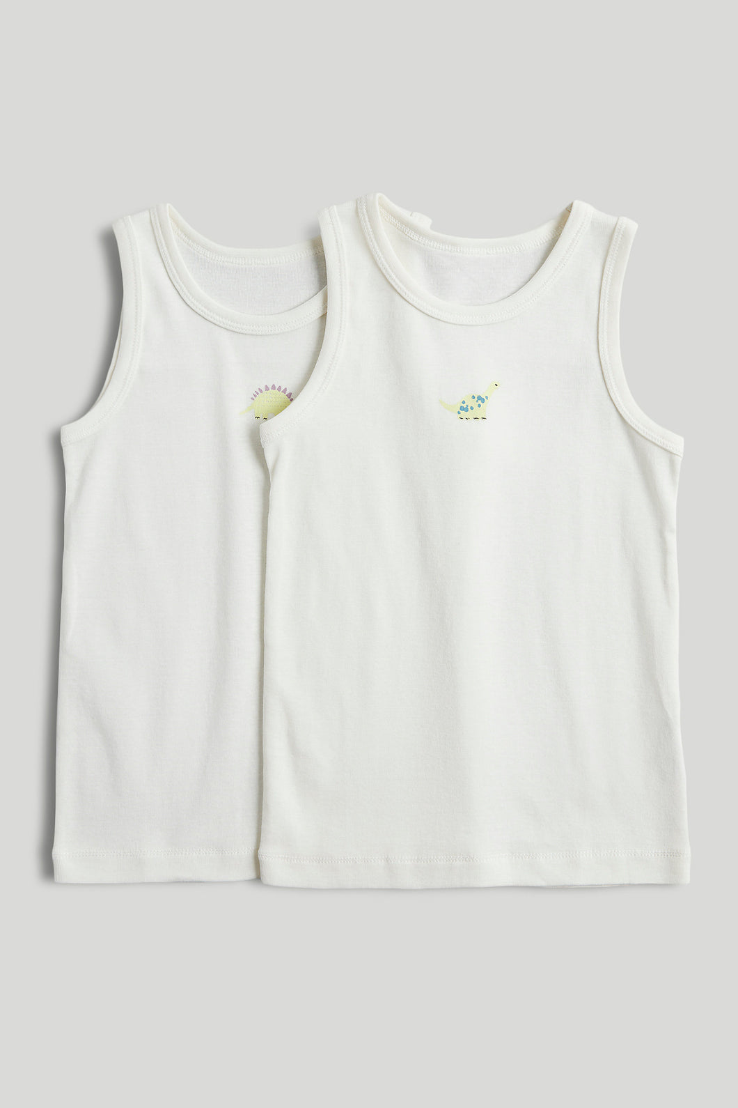 Mothercare 2 Pack White Dinosaur Sleeveless Vests