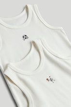 
                        
                          Load image into Gallery viewer, Mothercare 2 Pack White Football Sleeveless Vests
                        
                      