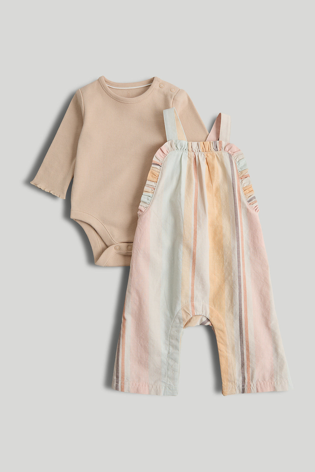 Mothercare Striped Dungarees and Bodysuit Outfit