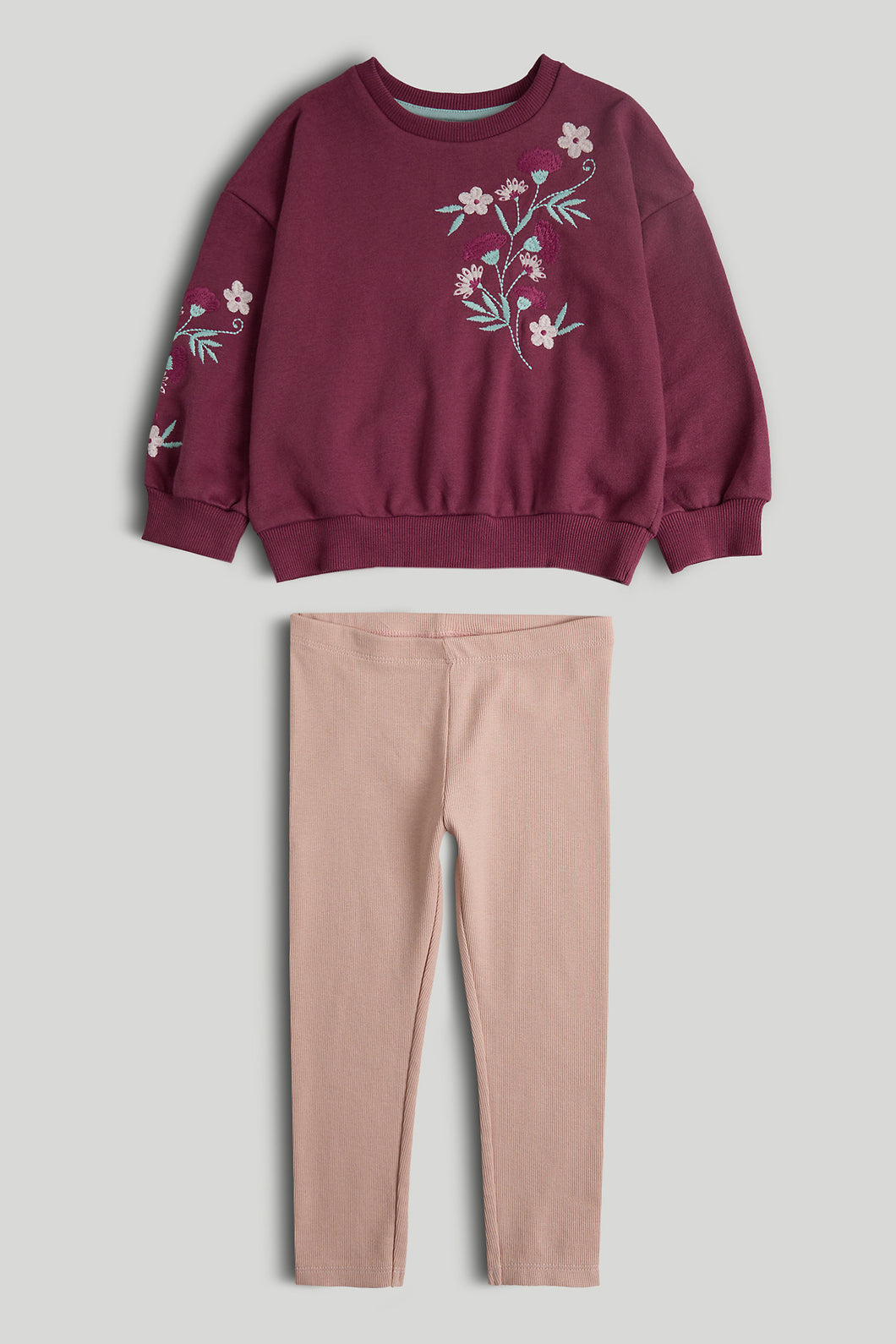 Mothercare Pink Embroidered Sweatshirt and Leggings Outfit