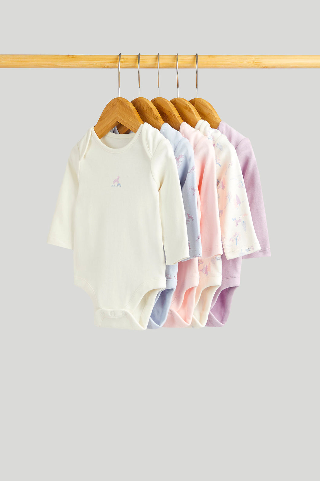 Mothercare 5 Pack Forest Long-Sleeved Bodysuits