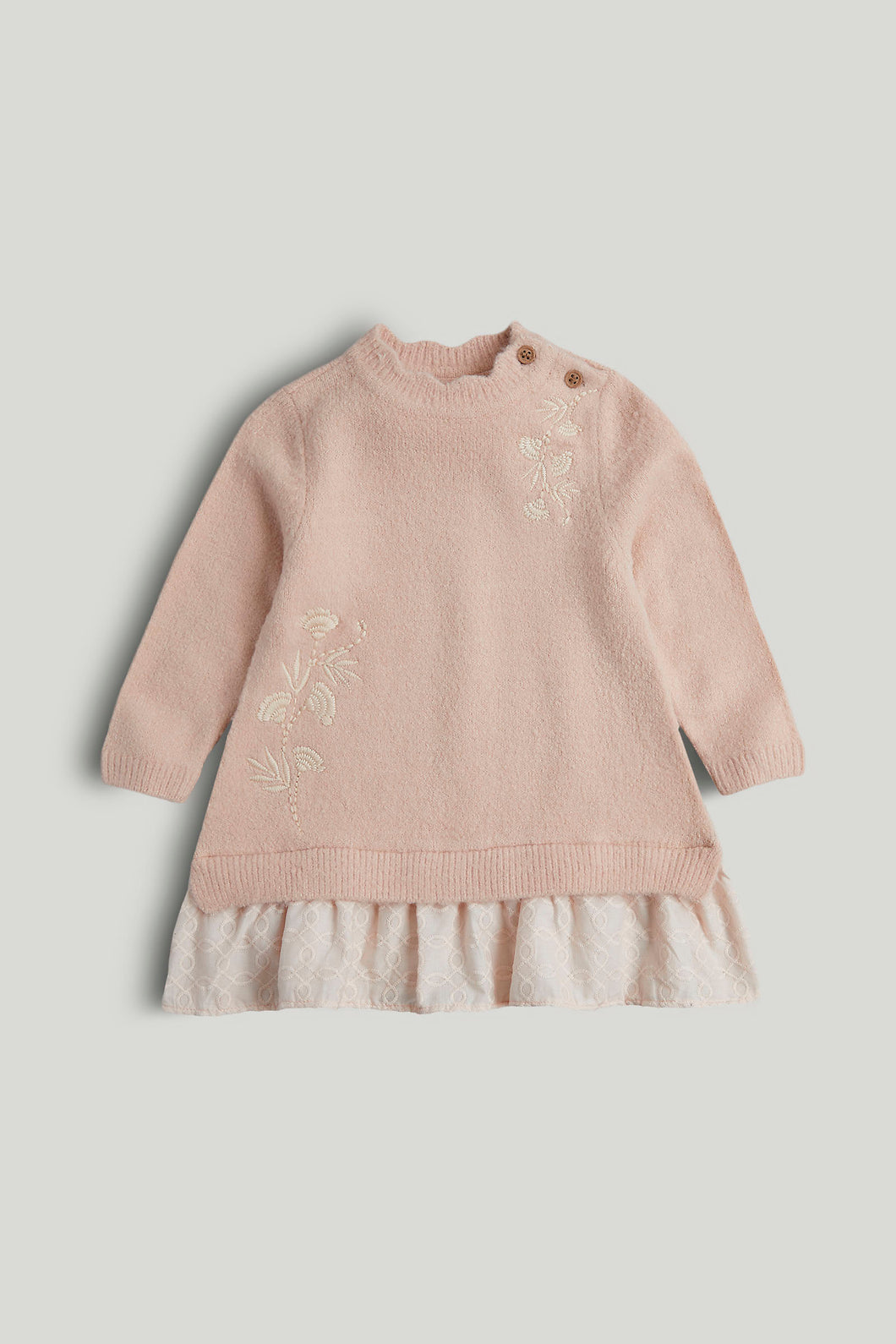 Mothercare Pink Embroidered Knitted Dress