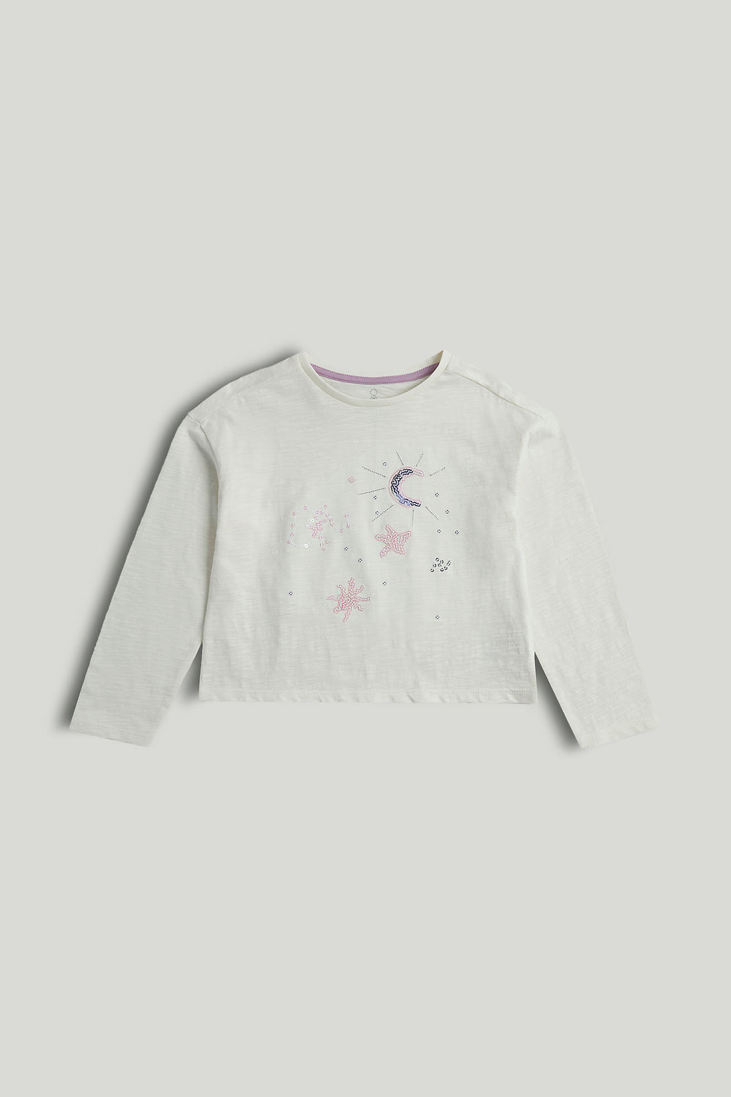 Mothercare White Moon Long-Sleeved T-Shirt