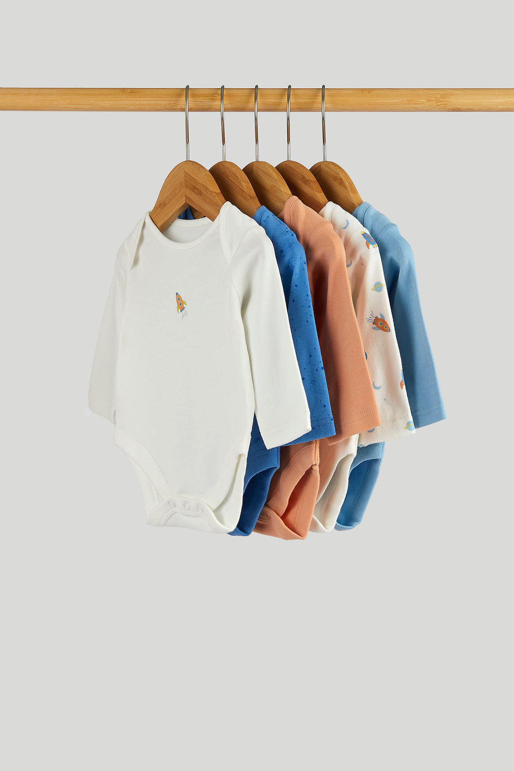 Mothercare 5 Pack Space Long-Sleeved Bodysuits