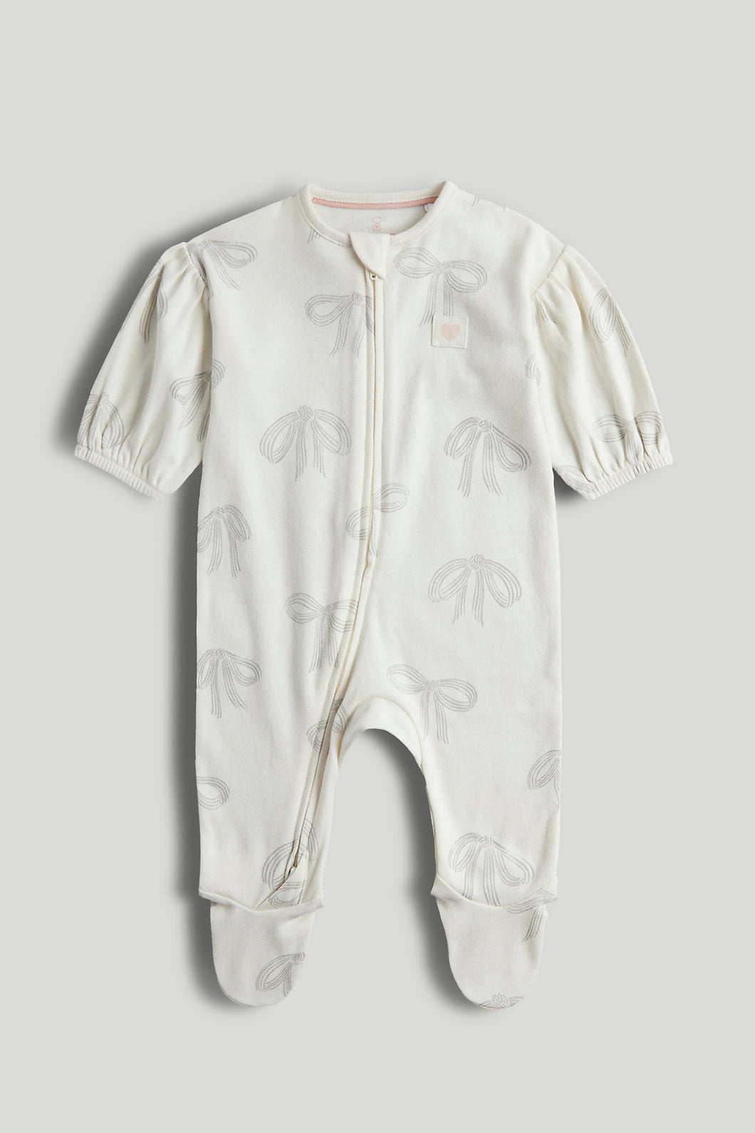 Mothercare My First Cream Bows Zip-Up All-in-One