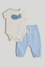 
                        
                          Load image into Gallery viewer, Mothercare White and Blue Whale My First Bodysuit and Jogger Outfit
                        
                      
