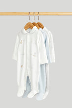 
                        
                          Load image into Gallery viewer, Mothercare 3 Pack My First Blue and White All-in-Ones
                        
                      