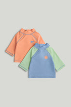 
                        
                          Load image into Gallery viewer, Mothercare 2 Pack Blue and Orange Sunsafe UPF50+ Rash Vests
                        
                      