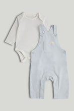 
                        
                          Load image into Gallery viewer, Mothercare My First Blue and White Dungarees and Bodysuit Outfit
                        
                      